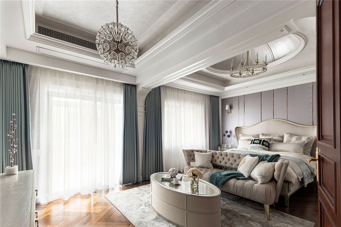 嘉定区华润中央公园600平欧式风格独栋别墅卧室装修效果图