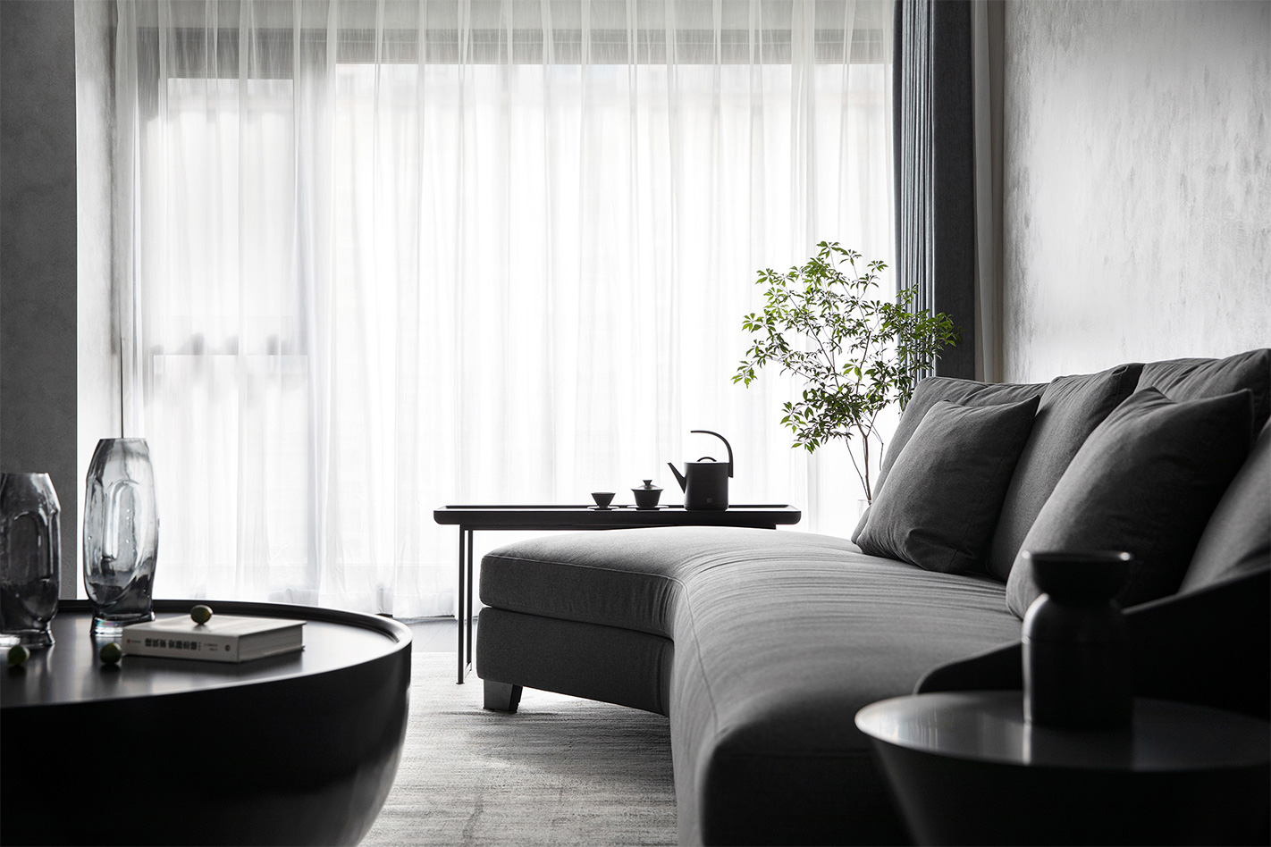 宝山区和欣国际花园170平现代极简风格大平层客厅装修效果图
