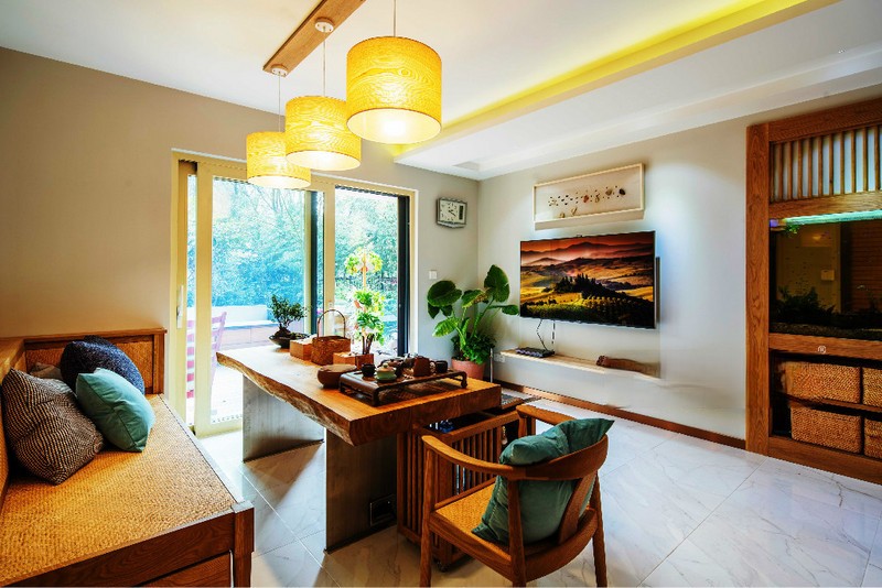 上海陆家嘴花园170平新中式风格三居室客厅装修效果图