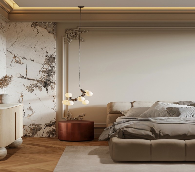 上海国际丽都城260平法式风格三居室卧室装修效果图