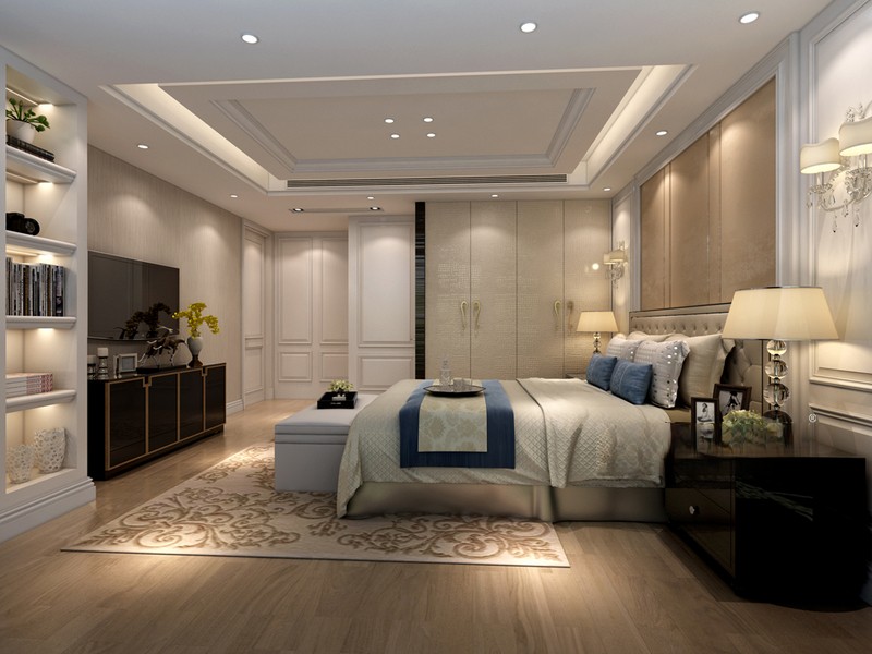 上海御翠豪庭136平欧式风格别墅卧室装修效果图