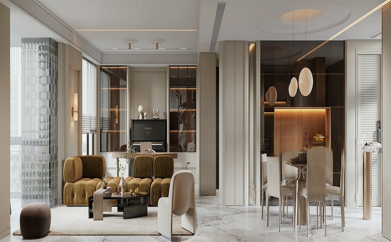 上海国际丽都城260平法式风格三居室茶室装修效果图
