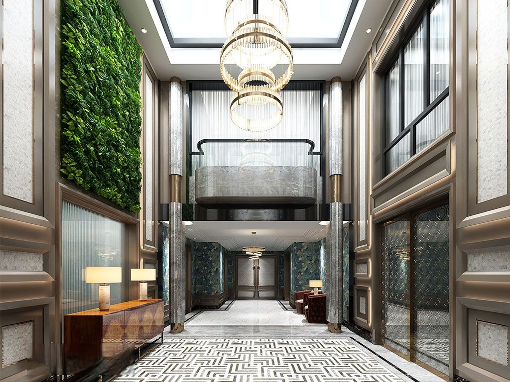 天台县台州中央花园800平法式风格独栋别墅走廊装修效果图