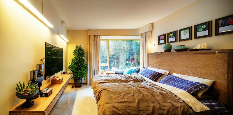 上海陆家嘴花园170平新中式风格三居室卧室装修效果图