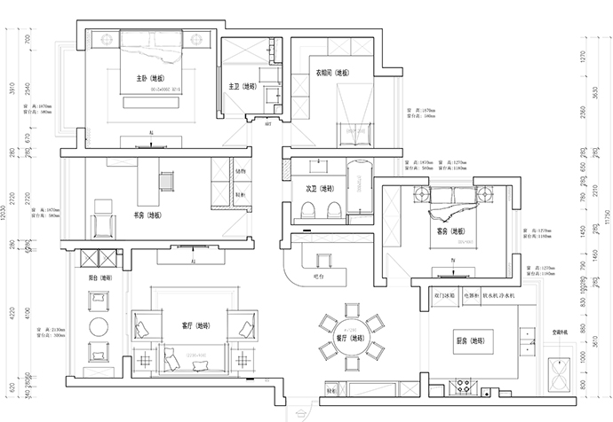 普陀区光明城市150平现代风格公寓装修效果图