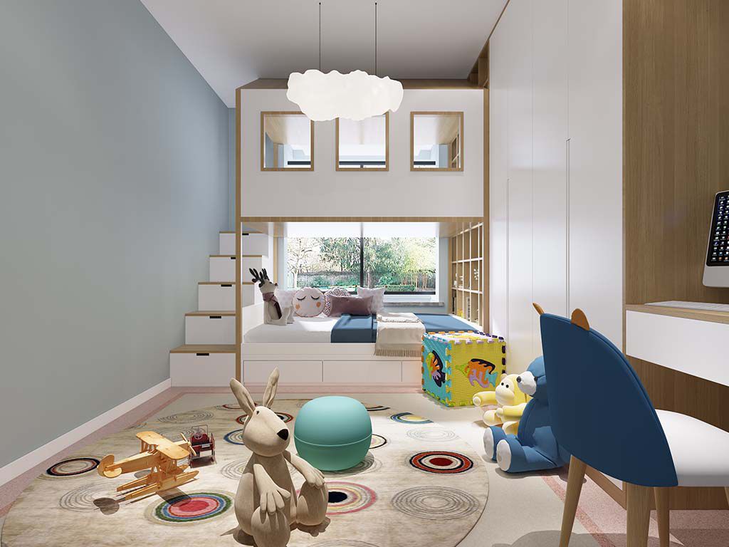 虹口区香杉园120平现代风格大平层儿童房装修效果图