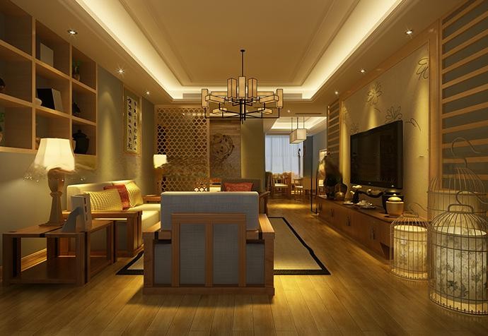尚东国际名园107平新中式风格公寓装修效果图