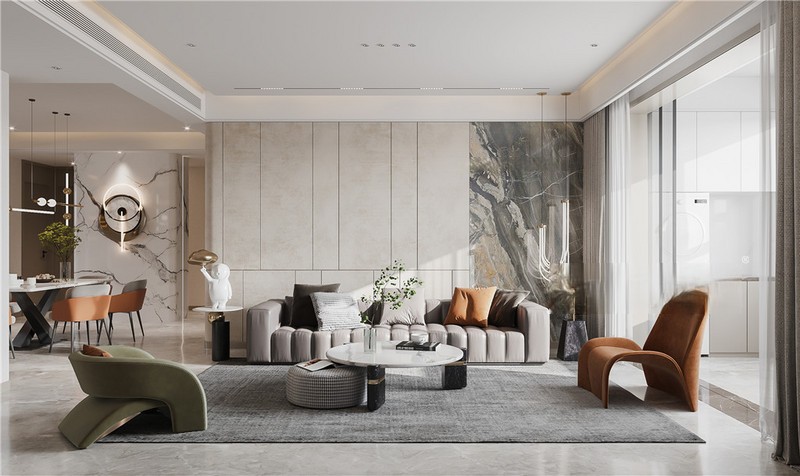 上海上海金汇豪庭200平轻奢风格三居室客厅装修效果图