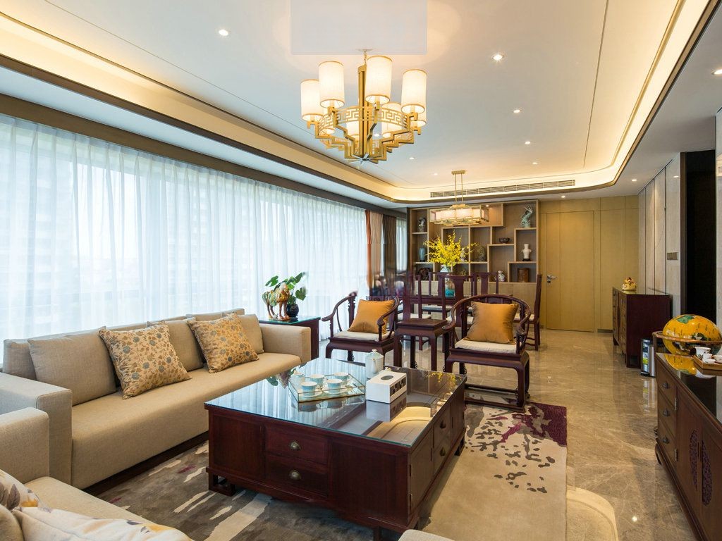 新中式-万科金色家园-三室两厅-新中式南京装修效果图-南京锦华装饰