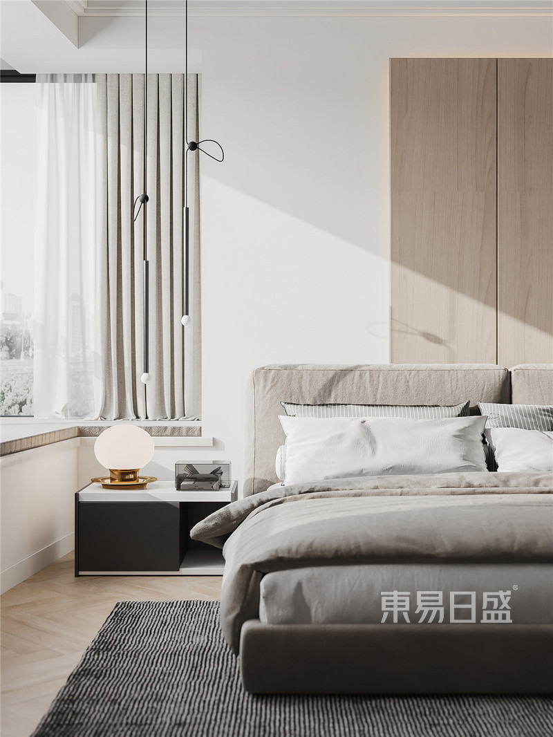 上海浦东世纪花园180平现代简约风格二居室卧室装修效果图