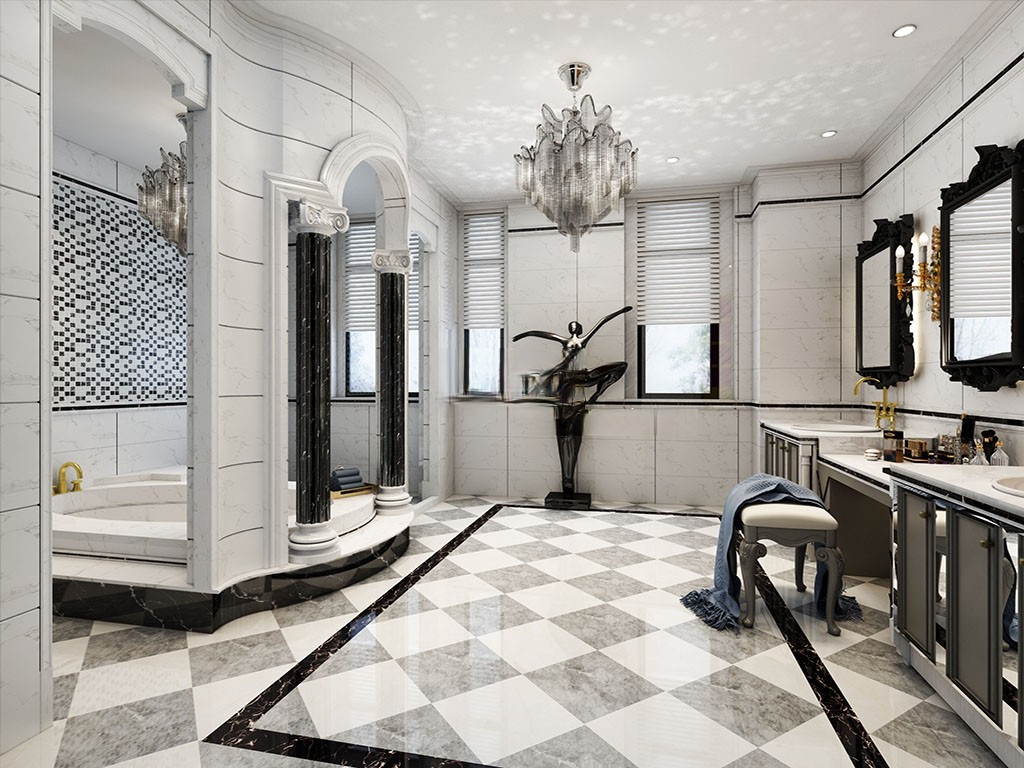 宝山区复地中环天地700平美式风格独栋别墅卫生间装修效果图