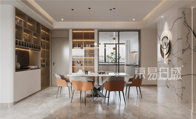 上海上海金汇豪庭200平轻奢风格三居室餐厅装修效果图