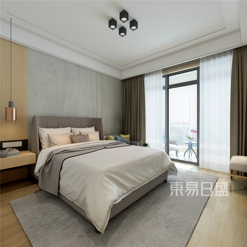 上海新都花园112平现代简约风格住宅卧室装修效果图