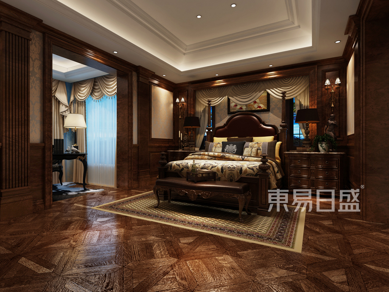 上海玫瑰里366平美式风格别墅卧室装修效果图