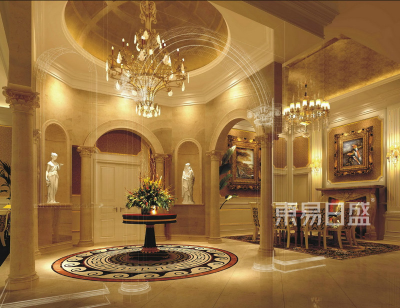 上海尚湖别墅580平新古典风格别墅餐厅装修效果图