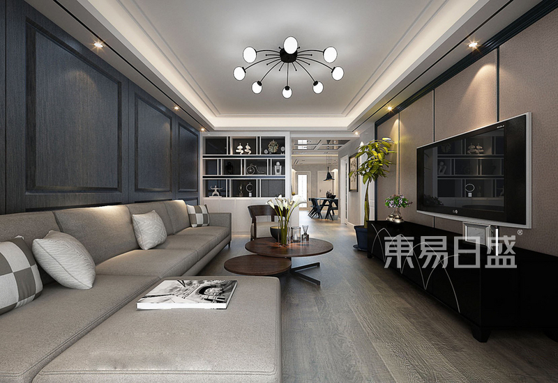 上海汤臣豪园120平现代简约风格住宅客厅装修效果图