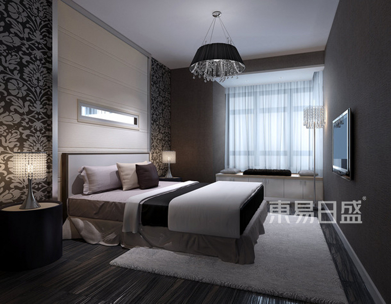 上海汤臣豪园120平现代简约风格住宅卧室装修效果图
