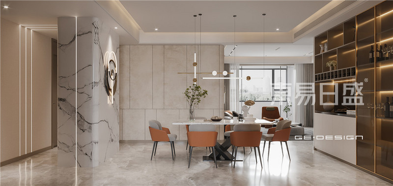 上海上海金汇豪庭200平轻奢风格三居室餐厅装修效果图