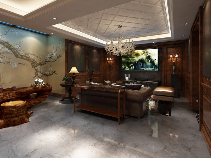 上海玫瑰里366平美式风格别墅书房装修效果图