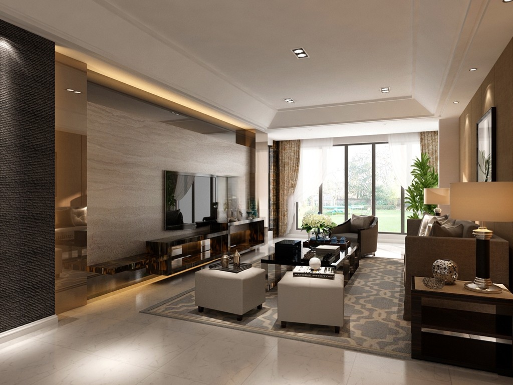 长宁区虹桥豪苑120平现代风格大平层客厅装修效果图