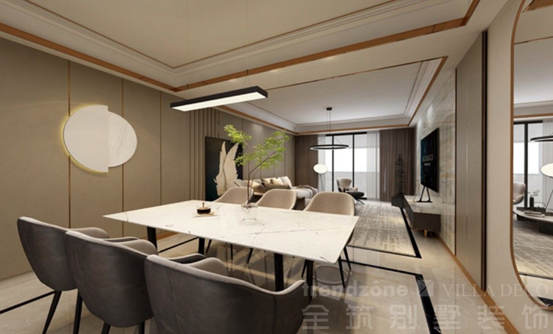 徐汇区尚海湾豪庭240现代别墅餐厅装修效果图