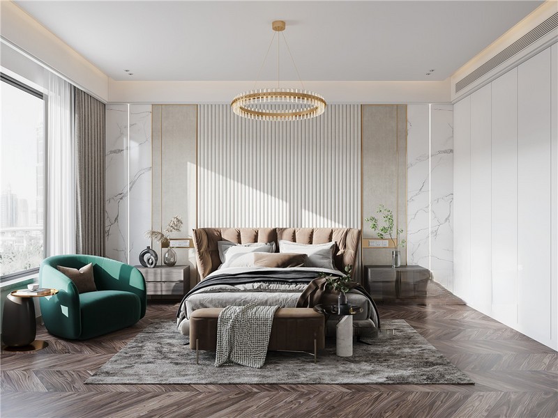 上海上海金汇豪庭200平轻奢风格三居室卧室装修效果图