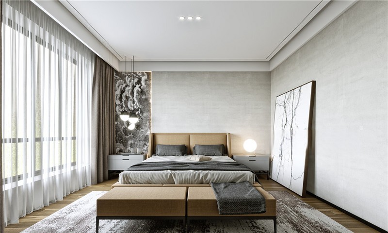 上海上海当代艺墅1000平轻奢风格别墅卧室装修效果图