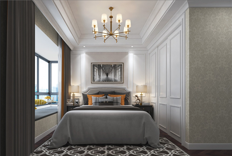 杨浦区新江湾城建德国际公寓100平美式风格三居室装修效果图