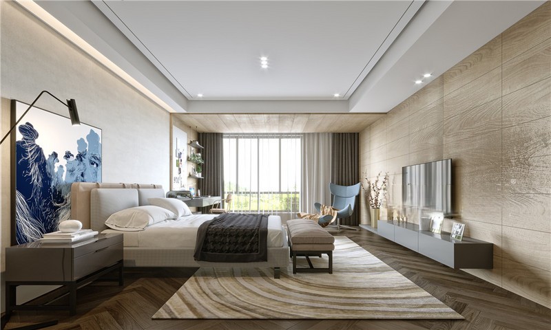 上海上海当代艺墅1000平轻奢风格别墅卧室装修效果图