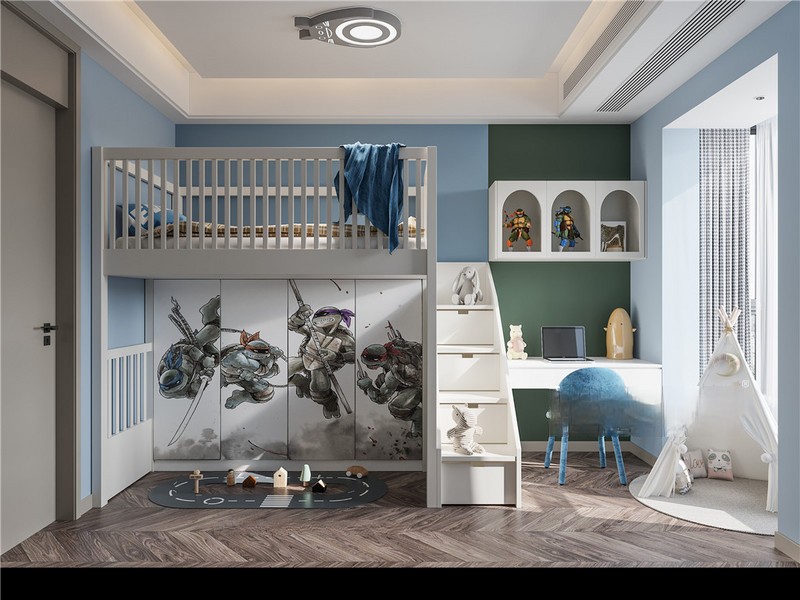 上海上海金汇豪庭200平轻奢风格三居室儿童房装修效果图