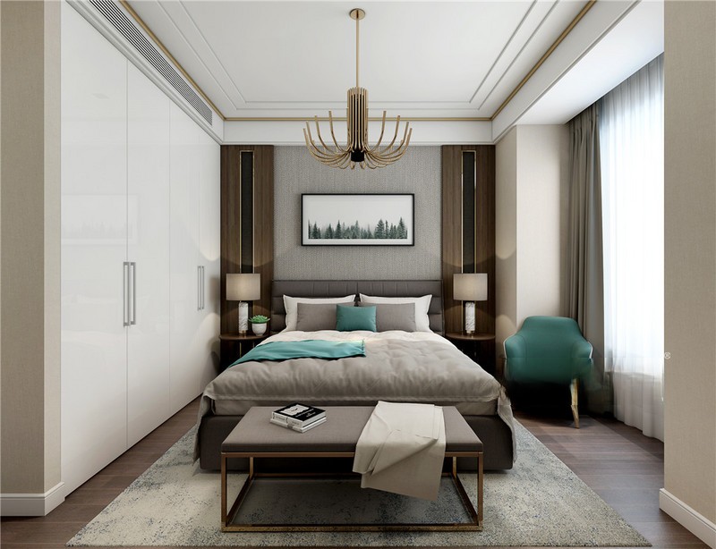 上海首创禧悦270平现代简约风格住宅卧室装修效果图
