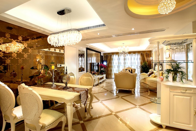 上海亚东观云国际130平简欧风格三居室餐厅装修效果图