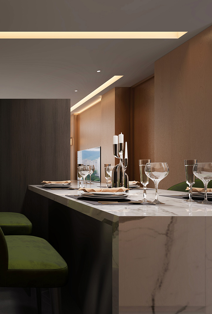 崇明区200平现代风格大平层餐厅装修效果图