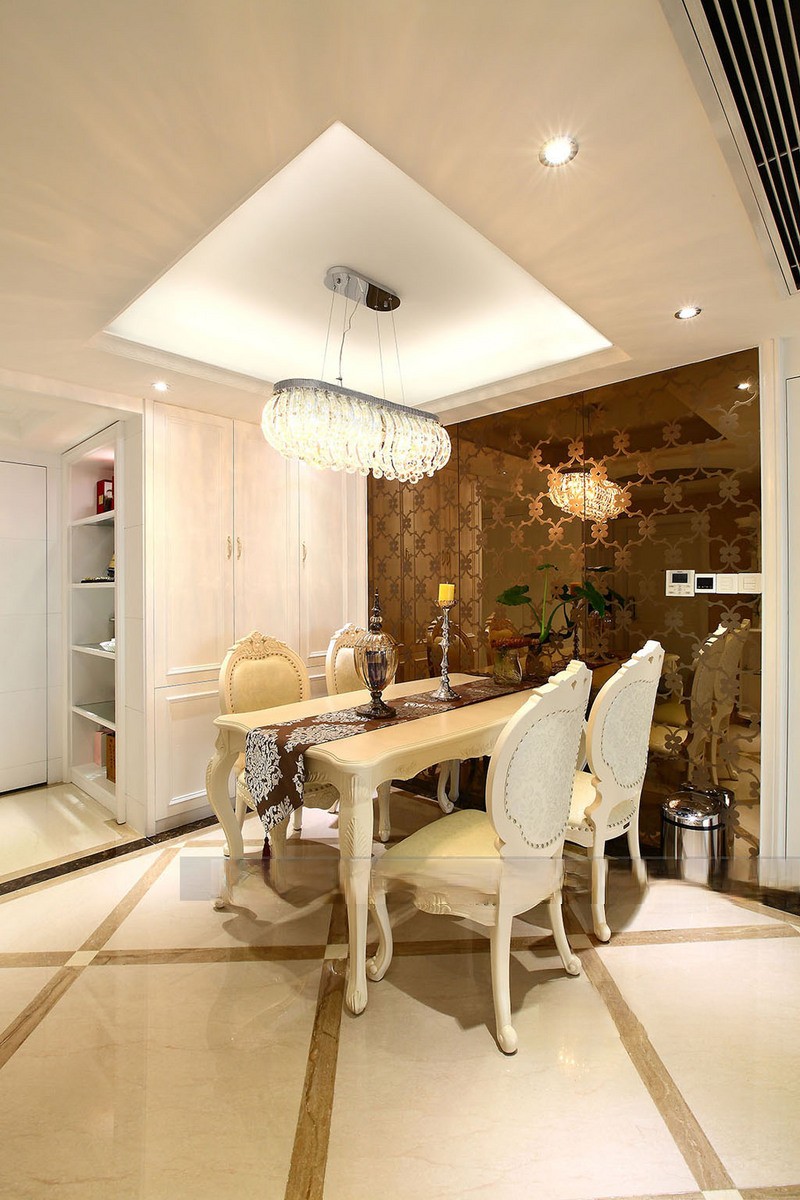 上海亚东观云国际130平简欧风格三居室餐厅装修效果图