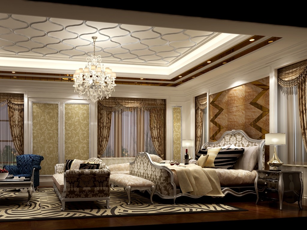 青浦区安曼西郊600平欧式风格独栋别墅卧室装修效果图