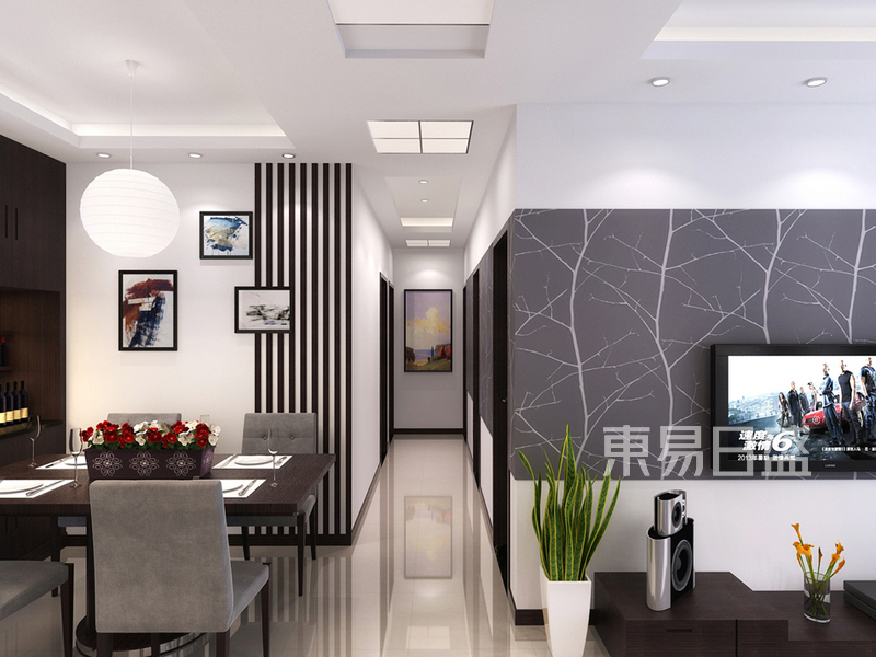 上海瑞泰豪庭135平现代简约风格住宅客厅装修效果图