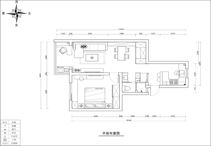 浦东新区齐八小区70平简约风格公寓装修效果图