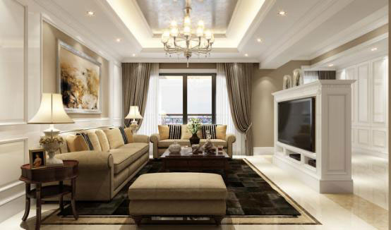 黄浦区卢湾区翠湖天地140平美式风格公寓装修效果图