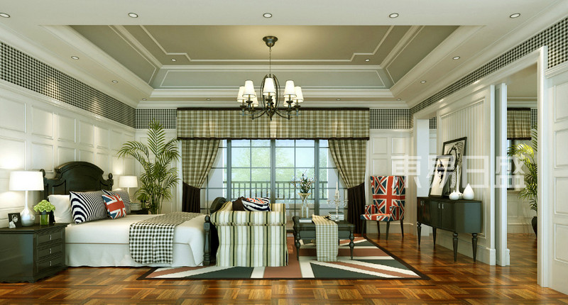 上海太湖锦园500平美式乡村风格别墅卧室装修效果图
