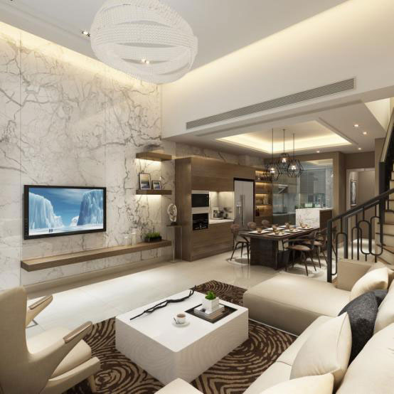 浦东新区御沁园210平现代风格公寓装修效果图