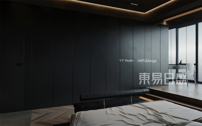 上海上海滩花园208平极简风格复式卧室装修效果图