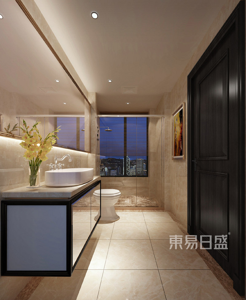 上海瑞泰豪庭135平现代简约风格住宅卫生间装修效果图