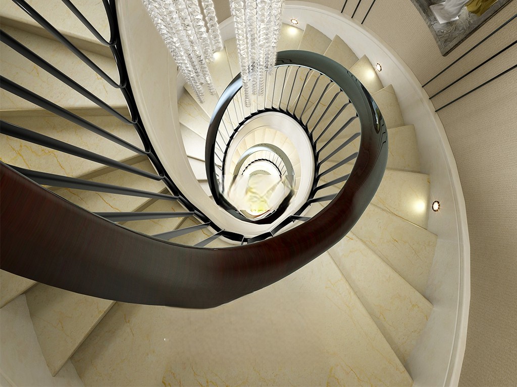 静安区远中风华园380平现代风格联排别墅楼梯装修效果图