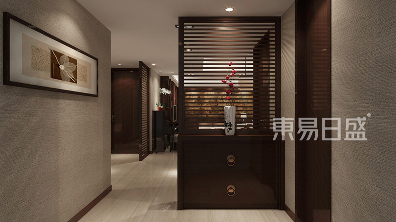 上海浅水湾花园220平新中式风格别墅玄关装修效果图