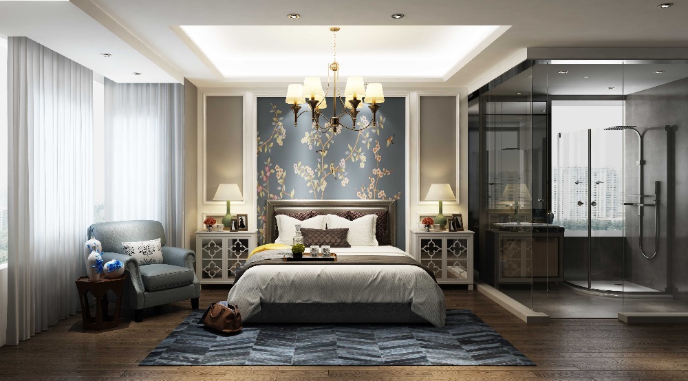 宝山中环国际公寓176平美式风格大平层装修效果图