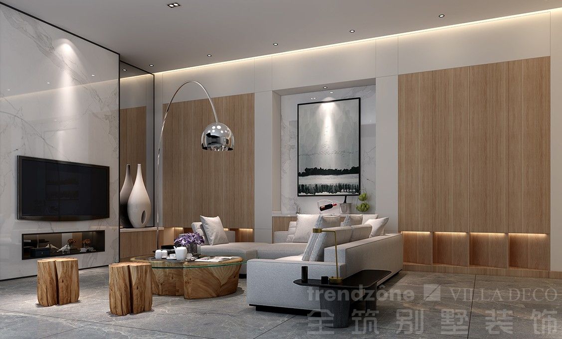 浦东东郊罗兰800现代别墅起居室装修效果图