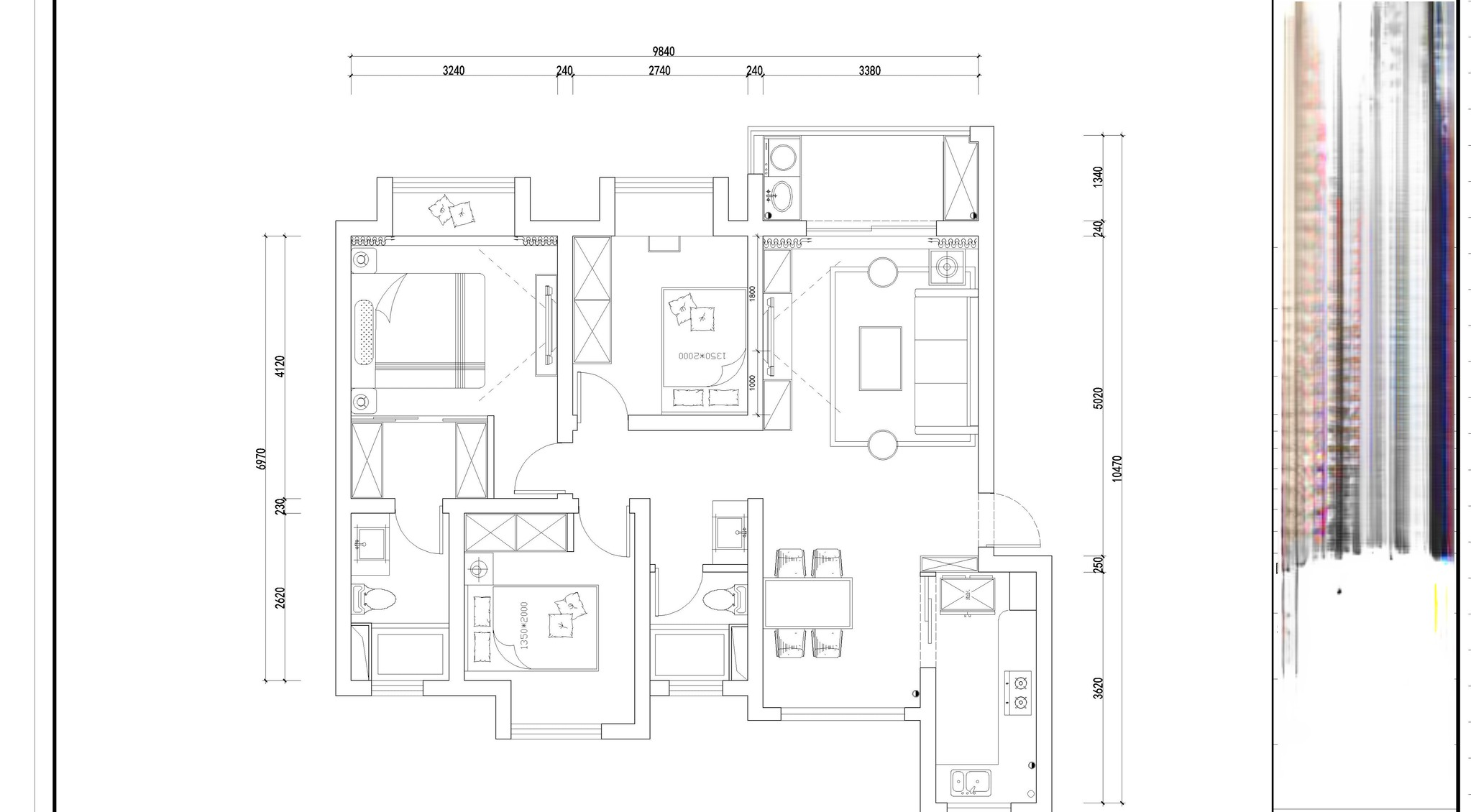 宝山区万业紫城苑128平现代简约风格三室两厅装修效果图