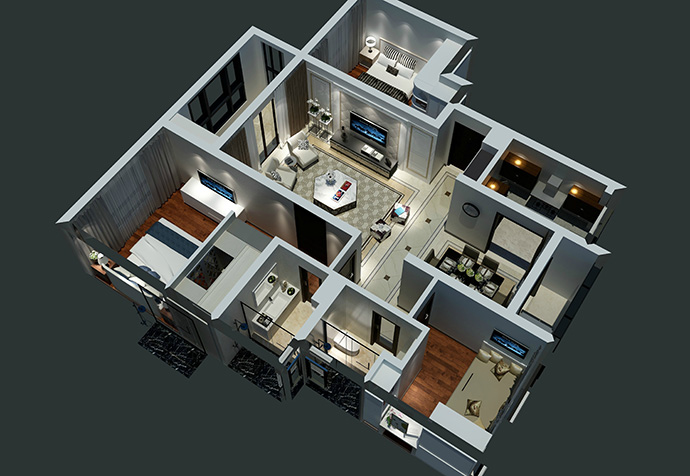 浦东新区金融家132平简约风格公寓装修效果图