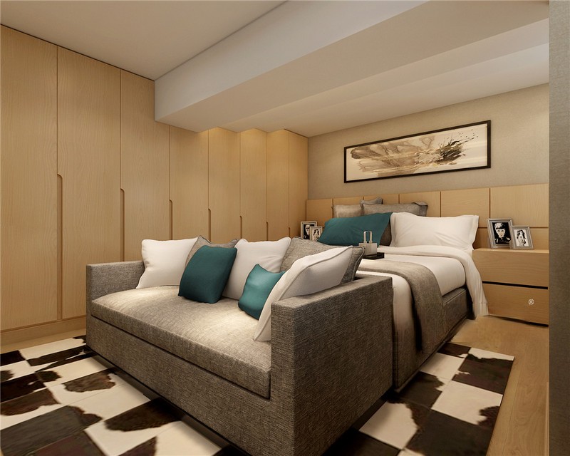 上海龙湖北城天街83平简约风格住宅卧室装修效果图