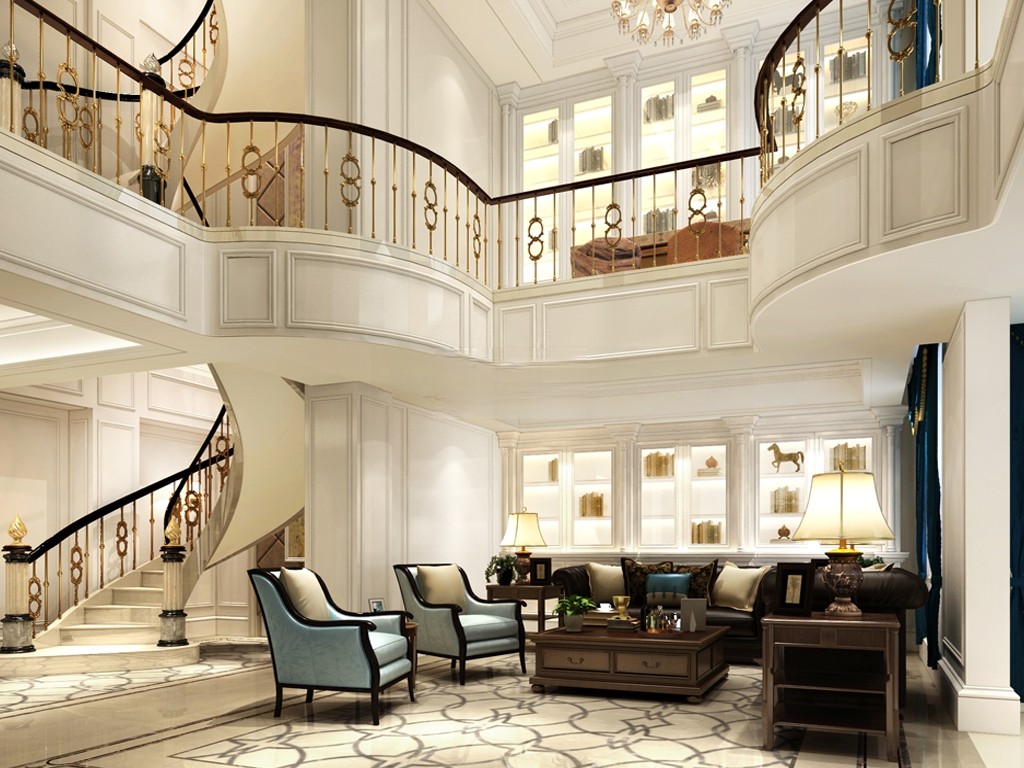 金山区480平欧式风格叠加别墅客厅装修效果图